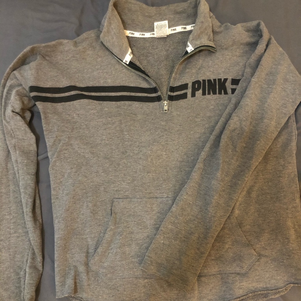 Victoria’s Secret Pink Gray Quarter-Zip Sweater